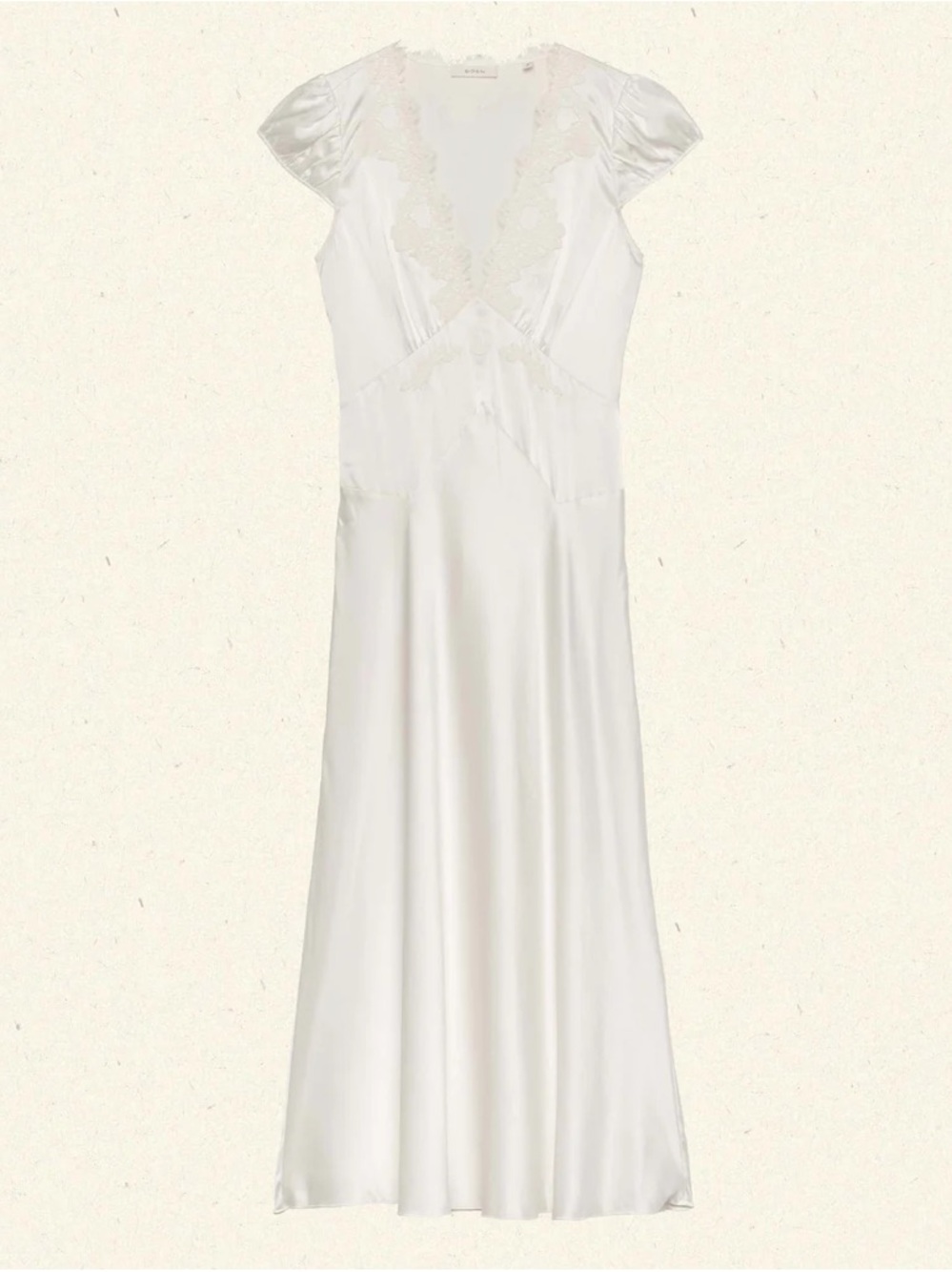 Doen Ivory Satin Midi Dress with Lace Trim - Picture 5 of 7